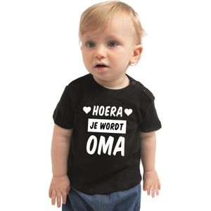 Hoera je wordt oma cadeau t-shirt zwart voor baby / kinderen - jongen / meisje