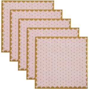 Santex feest servetten - stippen - 100x stuks - 25 x 25 cm - papier - roze/goud