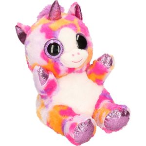 Keel Toys pluche eenhoorn knuffel - regenboog kleuren paars - 25 cm
