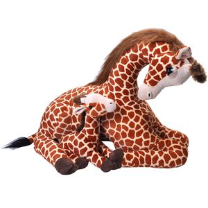 Grote Pluche knuffel dieren familie giraffe 60 cm. Wildlife speelgoed beesten - Moeder met kind/baby setje