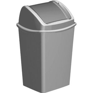 Grijze vuilnisbak/prullenbak 15 liter 25 x 29 x 45 cm - Kunststof/plastic vuilnisemmer- Afval scheiden - GFT afvalbak
