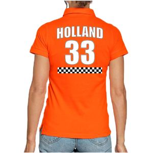 Oranje race supporter poloshirt - nummer 33 - Holland / Nederland fan shirt / kleding voor dames