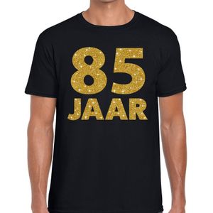 85 jaar goud glitter verjaardag t-shirt zwart heren - verjaardag shirts