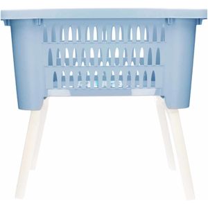 Grijs/blauwe wasmanden op poten 38 liter 60 x 40 x 29 cm - Kunststof/plastic draagmand