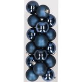 16x stuks kunststof kerstballen donkerblauw 4 cm - Onbreekbare plastic kerstballen - Kerstboomversiering
