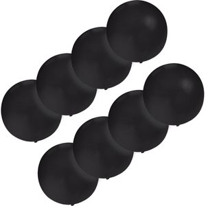 Set van 8x stuks groot formaat zwarte ballon met diameter 60 cm - Feestartikelen/versiering