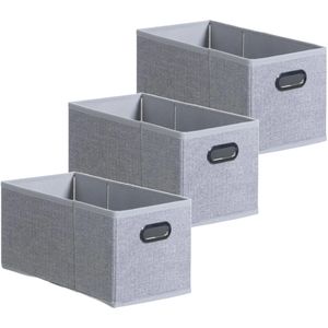 Set van 3x stuks opbergmand/kastmand 7 liter lichtgrijs linnen 31 x 15 x 15 cm - Opbergboxen - Vakkenkast manden