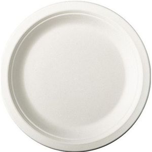24x Witte suikerriet lunchbordjes 23 cm biologisch afbreekbaar - Ronde wegwerp bordjes - Pure tableware - Duurzame materialen - Milieuvriendelijke wegwerpservies borden - Ecologisch verantwoord