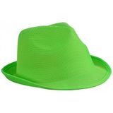 2x stuks trilby feesthoedje lime groen voor volwassenen - Carnaval party verkleed hoeden