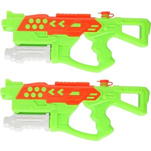 2x Waterpistolen/waterpistool groen van 42 cm kinderspeelgoed - waterspeelgoed van kunststof