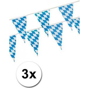 3x Beieren vlaggenlijn blauw/wit 4 m