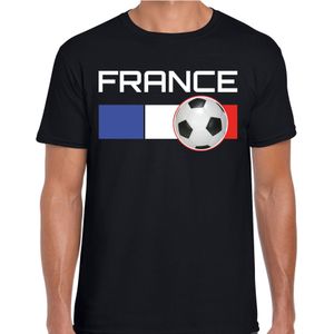 France / Frankrijk voetbal / landen t-shirt met voetbal en Franse vlag - zwart - heren -  Frankrijk landen shirt / kleding - EK / WK / Voetbal shirts