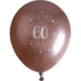 Santex verjaardag leeftijd ballonnen 60 jaar - 24x stuks - rosegoud - 30 cm - Feestartikelen