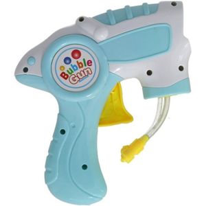 Bellenblaas speelgoed pistool - met vullingen - lichtblauw - 15 cm - plastic - bellen blazen - buiten/fun/verjaardag