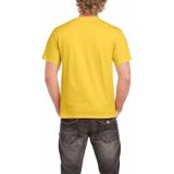 Set van 2x stuks gele katoenen t-shirts voor heren 100% katoen - zware 200 grams kwaliteit - Basic shirts, maat: L (40/52)