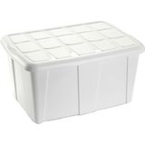 Plasticforte Opslagbox met deksel - 2x - Wit - 60L - kunststof - 63 x 46 x 32 cm
