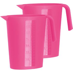 Juypal Schenkkan/waterkan - 2x - fuchsia roze - 1,75 liter - kunststof -L22 x H20 cm