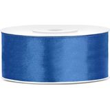 Bellatio Decorations 2x rollen satijn sierlint 2.5 cm x 25 meter blauw en zwart