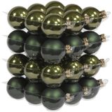 36x Donker groene glazen kerstballen 4 cm - mat/glans - Kerstboomversiering donker groen