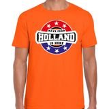 Have fear Holland is here t-shirt met sterren embleem in de kleuren van de Nederlandse vlag - oranje - heren - Holland supporter / Nederlands elftal fan shirt / EK / WK / kleding