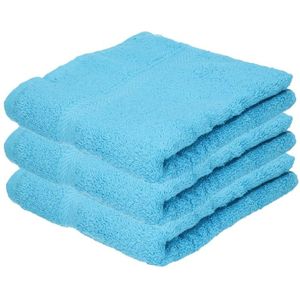 3x Luxe handdoeken turquoise 50 x 90 cm 550 grams - Badkamer textiel badhanddoeken