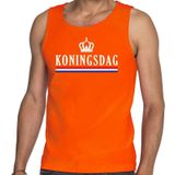 Oranje Koningsdag met vlag tanktop / mouwloos shirt - Singlet voor heren - Koningsdag kleding