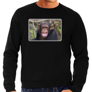 Dieren sweater apen foto - zwart - heren - Chimpansee aap cadeau trui - Afrikaanse dieren kleding / sweat shirt