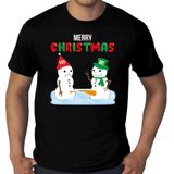 Grote maten Merry Christmas sneeuwpoppen mijne is groter fout Kerst t-shirt - zwart - heren - Kerstkleding / Kerst shirt
