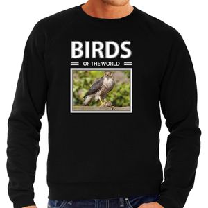 Dieren foto sweater Havik - zwart - heren - birds of the world - cadeau trui Haviks liefhebber