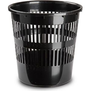Afvalbak/vuilnisbak plastic zwart 28 cm - Vuilnisbakken/prullenbakken/papiermand - Kantoor/keuken/slaapkamer