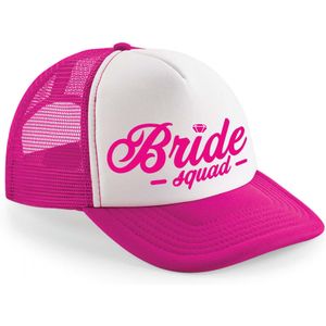 Bellatio Decorations snapback/cap voor dames - roze/wit - Bride Squad - vrijgezellenfeest petjes