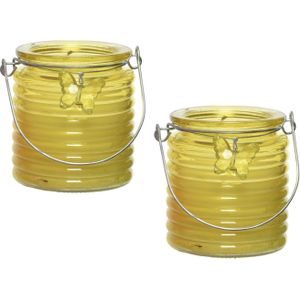 Citronella kaars - 5x - in windlicht - geel - 20 branduren - citrusgeur