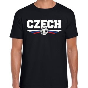 Tsjechie / Czech landen / voetbal t-shirt met wapen in de kleuren van de Tsjechische vlag - zwart - heren - Tsjechie landen shirt / kleding - EK / WK / voetbal shirt