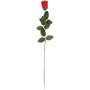 Rode Rosa/roos kunstbloem 60 cm - Kunstrozen - Kunstbloemen boeketten rozen rood - valentijn cadeautje voor hem of haar