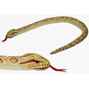 Pluche gevlekte gouden python knuffel 150 cm - Slangen reptielen knuffels - Speelgoed voor kinderen