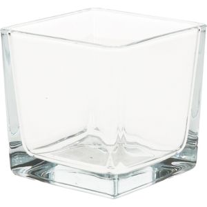 1x Glazen theelichten/waxinelichten kaarsenhouders vierkant transparant 8 x 8 cm