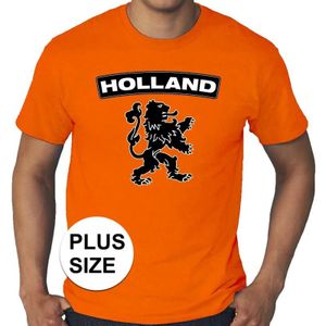 Oranje Holland shirt met zwarte leeuw grote maten shirt heren - Oranje Holland supporter/ fan kleding