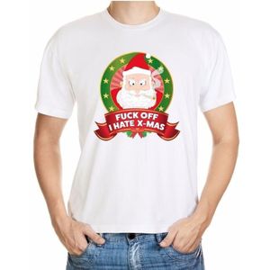 Foute kerst shirt wit - Fuck off I hate x-mas - voor heren