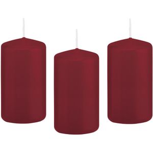 10x Bordeauxrode cilinderkaars/stompkaars 6 x 12 cm 40 branduren - Geurloze kaarsen - Woondecoraties