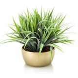 Gras/grasstruik kunstplant 33 cm in gouden pot - Woondecoratie/accessoires - Kunstplanten - Nepplanten - Gras planten in pot