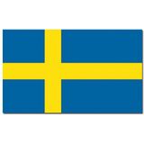 Versiering pakket vlaggen Zweden voor binnen/buiten - Vlag 150 x 90 cm en 3x stuks puntvlaggetjes vlaggenlijnen