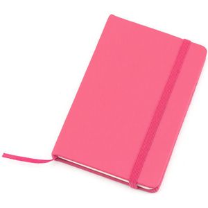 Notitieblokje roze met harde kaft en elastiek 9 x 14 cm - 100x blanco paginas - opschrijfboekjes