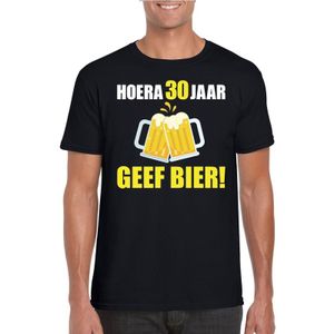 Verjaardag t-shirt zwart heren  - Hoera 30 jaar geef bier