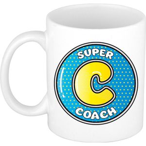 Bellatio Decorations Cadeau mok/beker - Super coach - wit - 300 ml