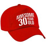 Awesome 30 year old verjaardag pet / cap rood voor dames en heren - baseball cap - verjaardags cadeau - petten / caps