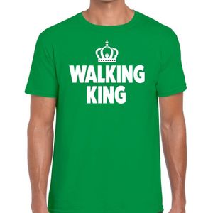 Walking King t-shirt groen heren - feest shirts heren - wandel/avondvierdaagse kleding