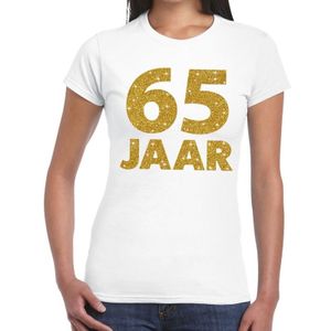65 jaar goud glitter verjaardag t-shirt wit dames - verjaardag / jubileum shirts