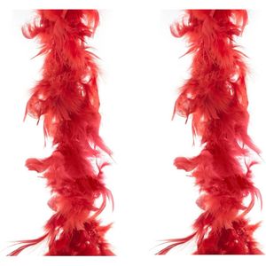 2x stuks carnaval verkleed veren Boa kleur rood 2 meter - Verkleedkleding accessoire