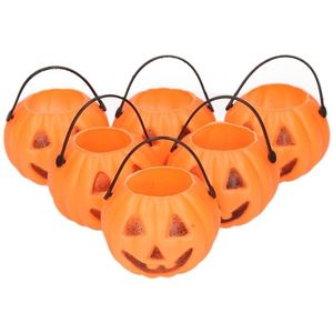 36x Halloween mini pompoen emmers 5 cm - Halloween decoratie/versiering/accessoires - Traktatie emmertjes