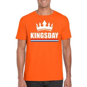Oranje Kingsday met kroon shirt heren - Oranje Koningsdag kleding